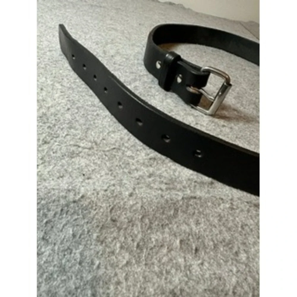 Amish Made Handcrafted Black Leather Belt Mens Size 48 Made in USA Roller Buckle